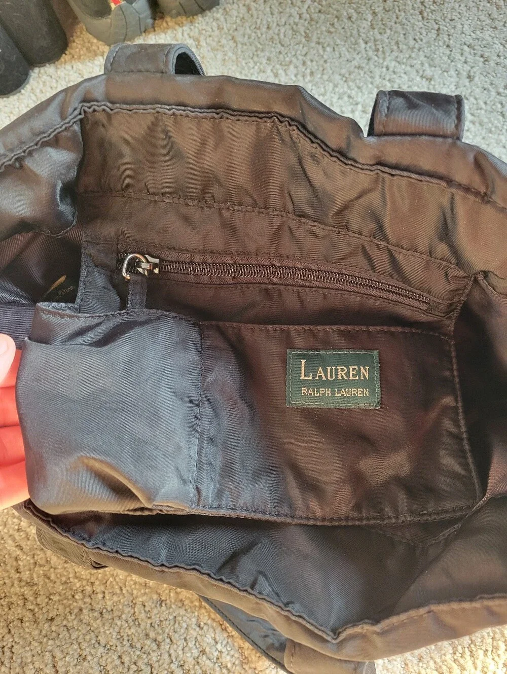 Lauren Ralph Lauren Vintage Black Monogram Shoulder Tote Bag LRL